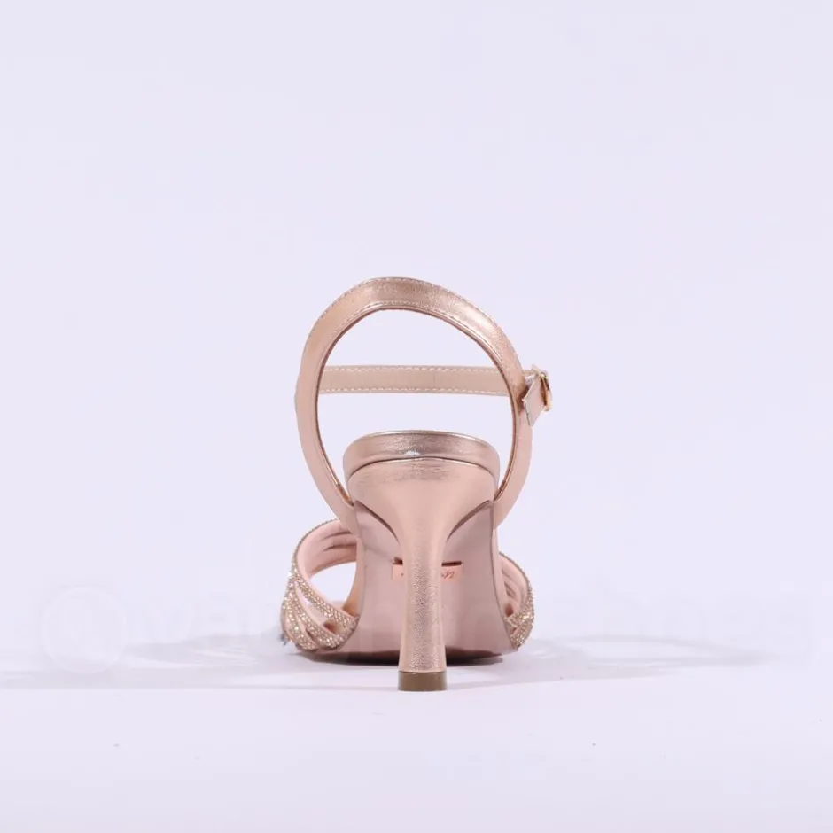 Women Una Healy Sleepless Night Strappy Heel - Rose Gold Sparkle