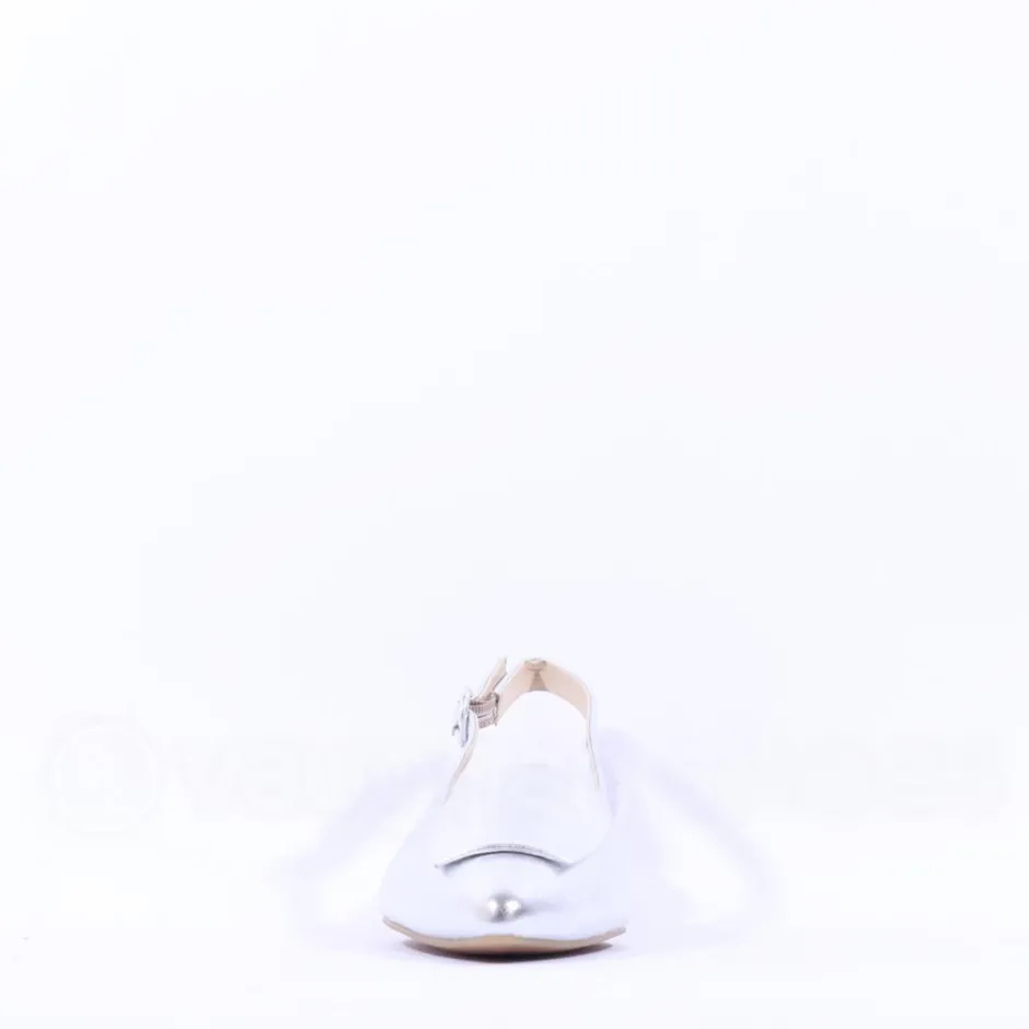 Women Paul Green Slingback Square Detail Pump - Silver Leather