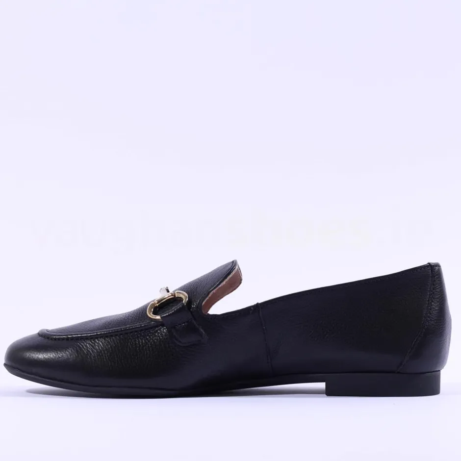 Women Paul Green Slip On Buckle Detail Loafer - Black Gold Leather