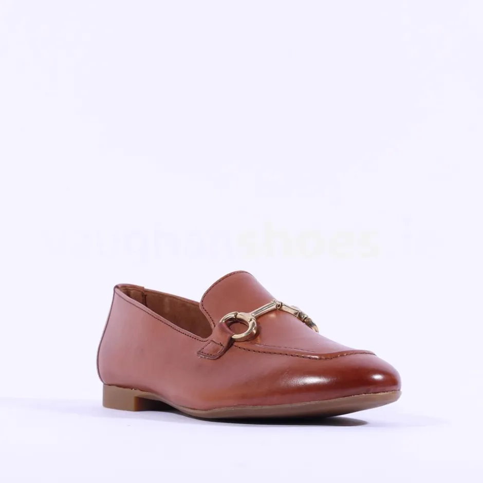 Women Paul Green Slip On Buckle Detail Loafer - Cognac Leather
