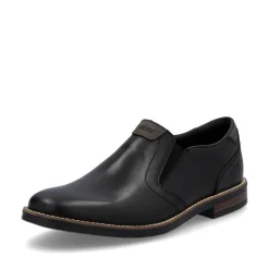 Rieker Men Slip On Plain Toe Shoe - Black Leather