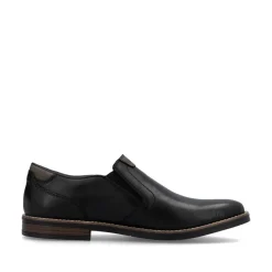 Rieker Men Slip On Plain Toe Shoe - Black Leather