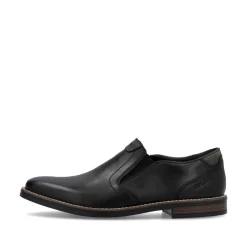Rieker Men Slip On Plain Toe Shoe - Black Leather