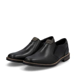 Rieker Men Slip On Plain Toe Shoe - Black Leather
