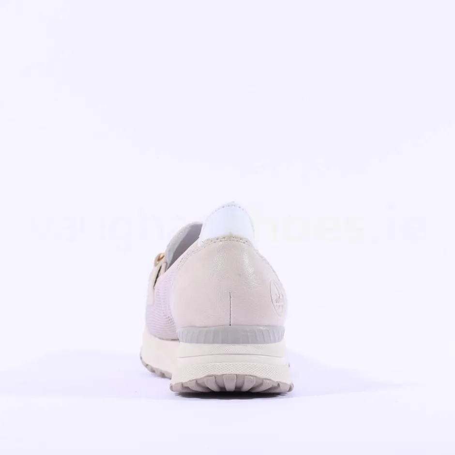 Women Rieker Slip On Shoe Link Detail - Beige Combi