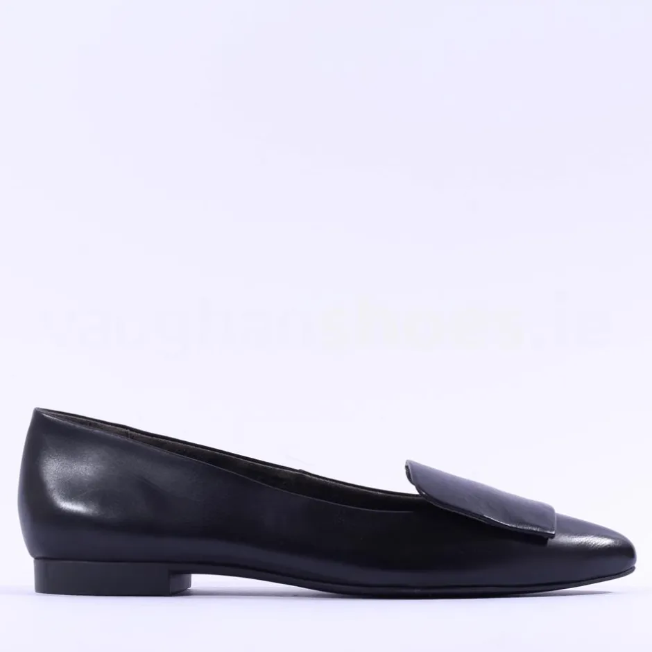 Women Paul Green Slip On Square Detail Loafer - Black Leather
