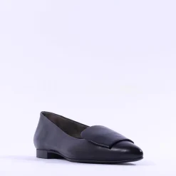 Women Paul Green Slip On Square Detail Loafer - Black Leather