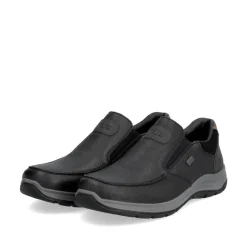 Rieker Men Slip On Tex Shoe - Black Leather