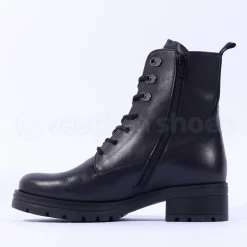 Women Gabor Smart Lace Up Boot Eyelets - Black Leather