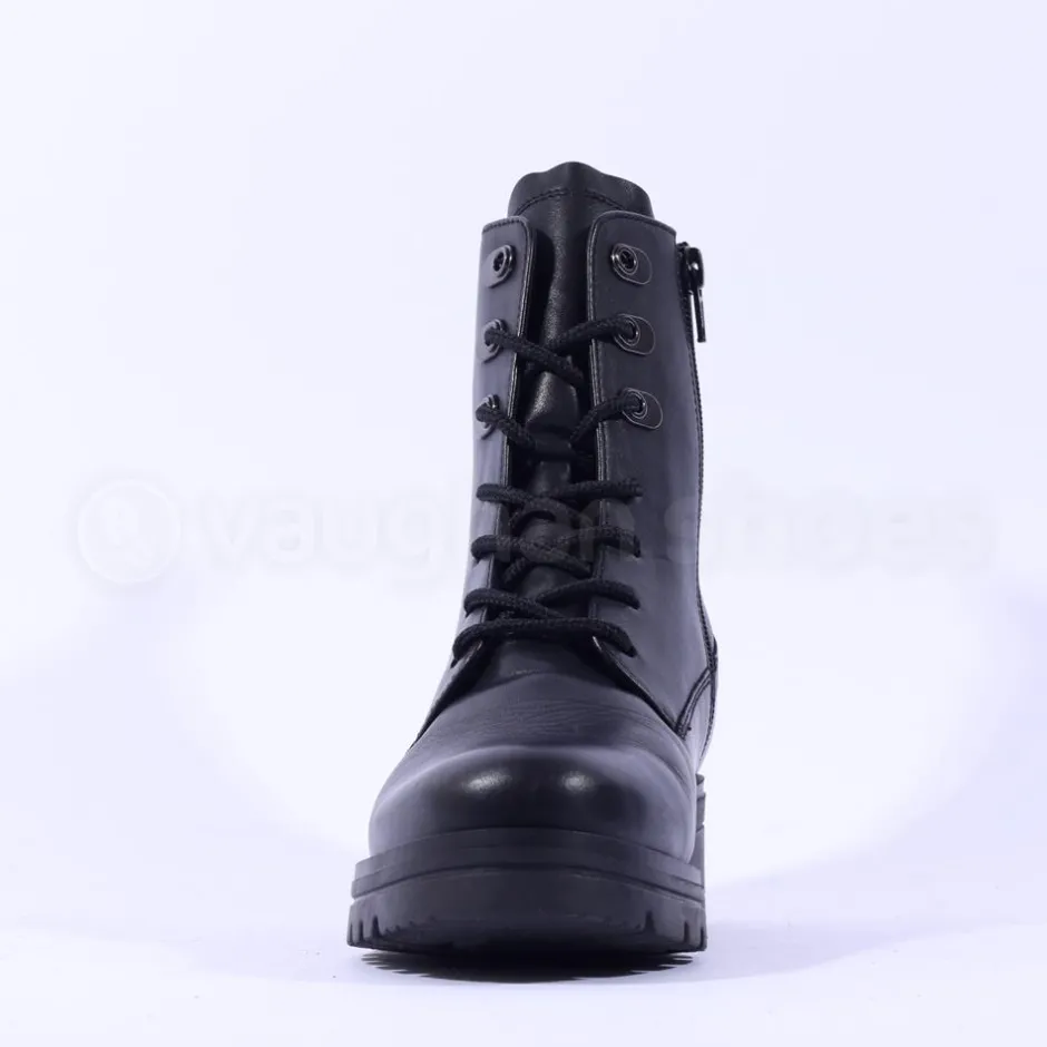 Women Gabor Smart Lace Up Boot Eyelets - Black Leather
