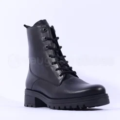 Women Gabor Smart Lace Up Boot Eyelets - Black Leather