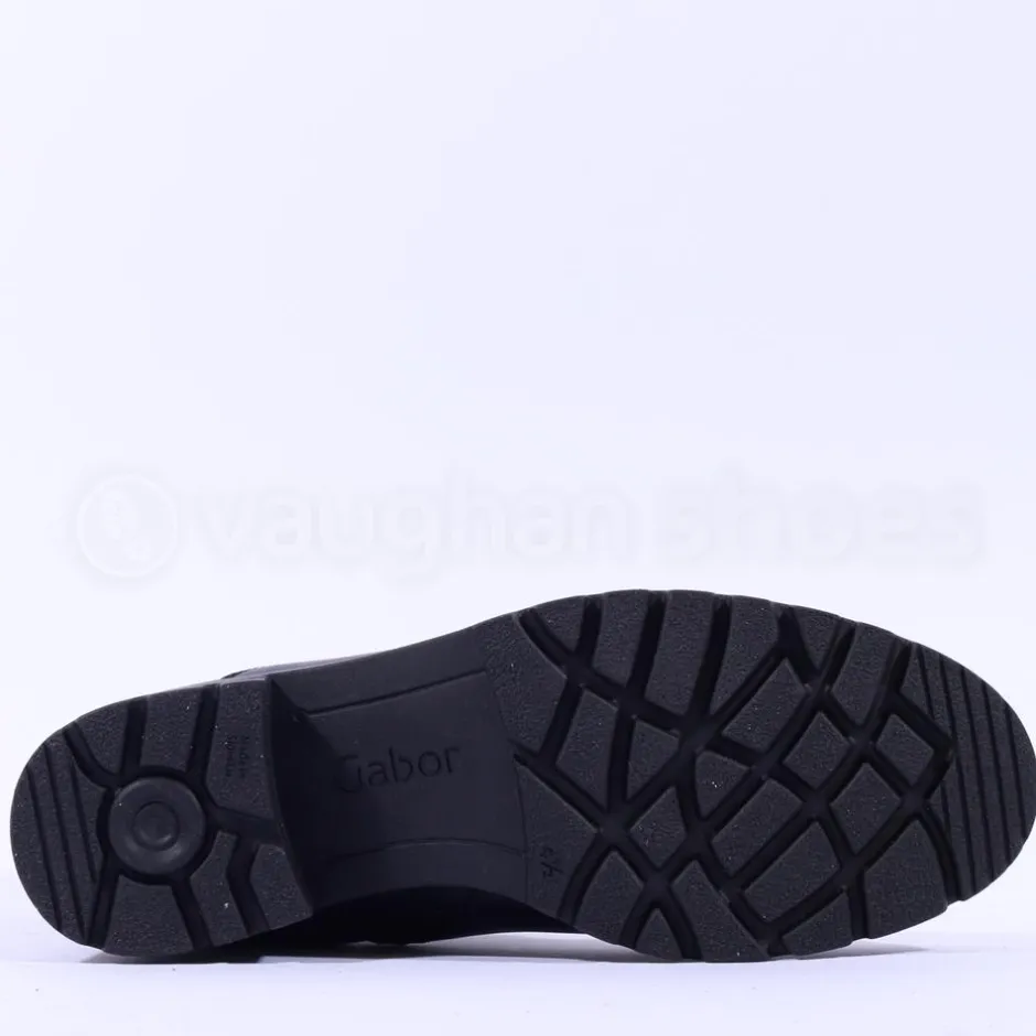 Women Gabor Smart Lace Up Boot Eyelets - Black Leather