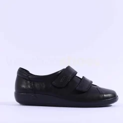 Women Ecco Women Soft 2.0 Velcro - Black Lea