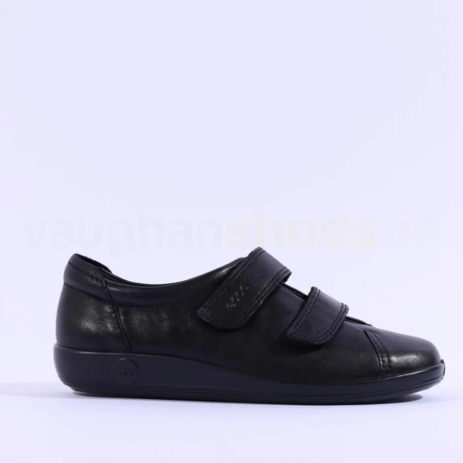 Women Ecco Women Soft 2.0 Velcro - Black Lea