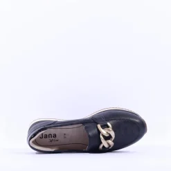 Women Jana Somon Loafer With Link Detail - Black Gold