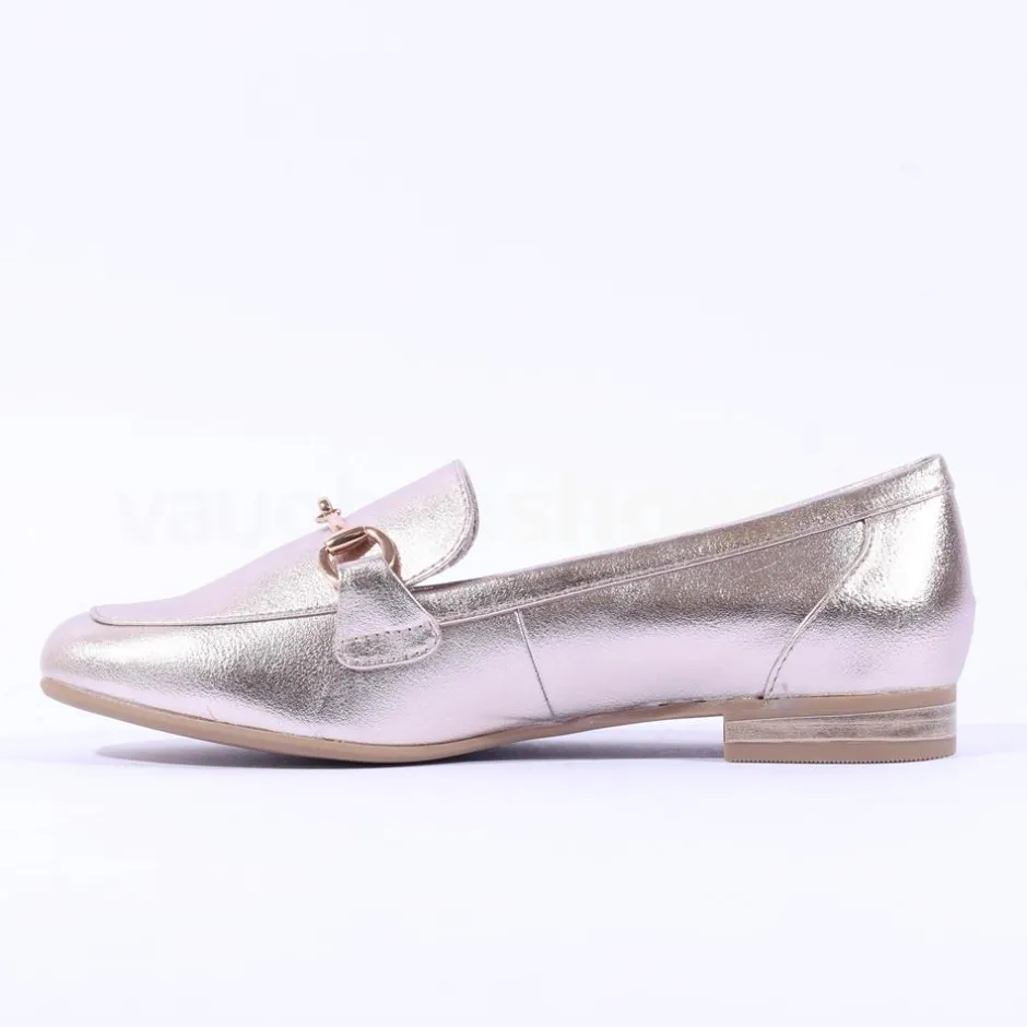 Women Marco Tozzi Sopi Slip On Low Heel Loafer - Platinum
