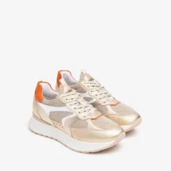 Women NeroGiardini Sporty Mesh Trainer - Gold Orange