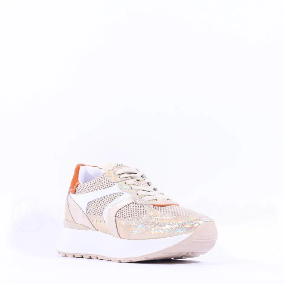 Women NeroGiardini Sporty Mesh Trainer - Gold Orange