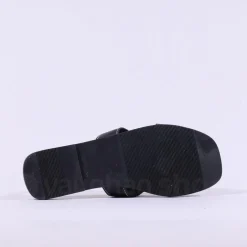 Women Oh My Sandals Square Buckle Mule Slider - Black Gold