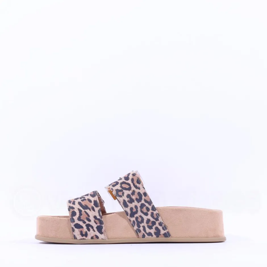Women Paul Green 2 Strap Buckle Mule Sandal - Animal Print