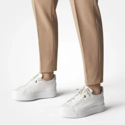 Women Paul Green Super Soft Platform Trainer - White Gold Leather