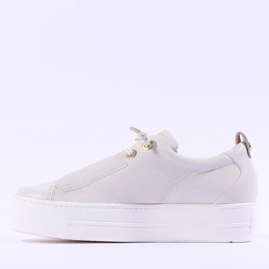 Women Paul Green Super Soft Platform Trainer - Ivory Gold Leather