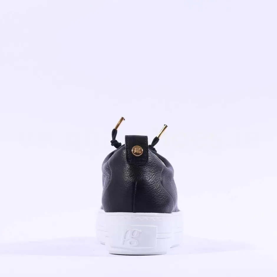 Women Paul Green Super Soft Platform Trainer - Black Gold Leather