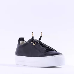 Women Paul Green Super Soft Platform Trainer - Black Gold Leather