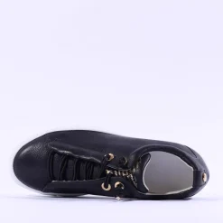 Women Paul Green Super Soft Platform Trainer - Black Gold Leather