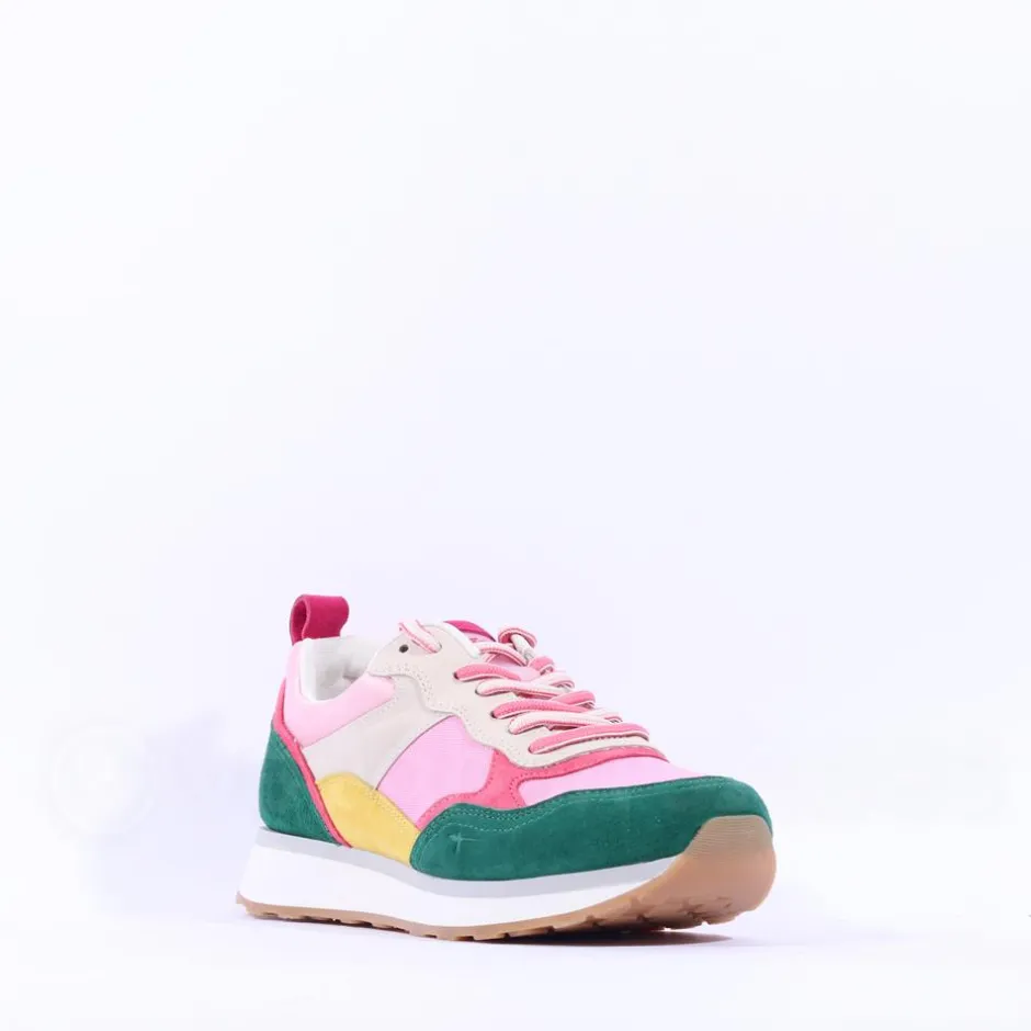 Women Tamaris Taja Multicolour Trainer - Pink Green