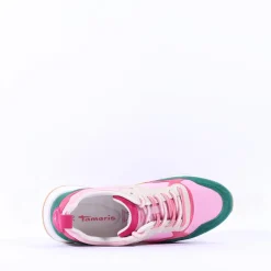 Women Tamaris Taja Multicolour Trainer - Pink Green