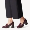 Women Tamaris Linny Stacked Block Heel Loafer - Wine Combi
