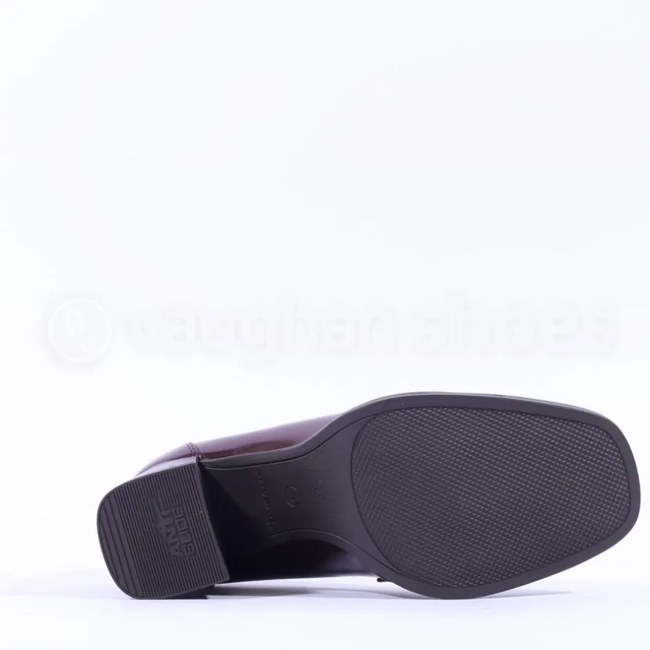 Women Tamaris Linny Stacked Block Heel Loafer - Wine Combi