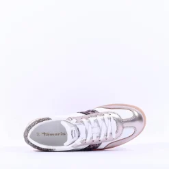 Women Tamaris Tati T Toe Laced Low Trainer - Leopard Combi