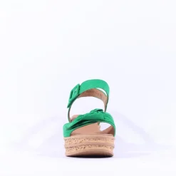 Women Gabor Teman Square Buckle Layered Sandal - Green Suede