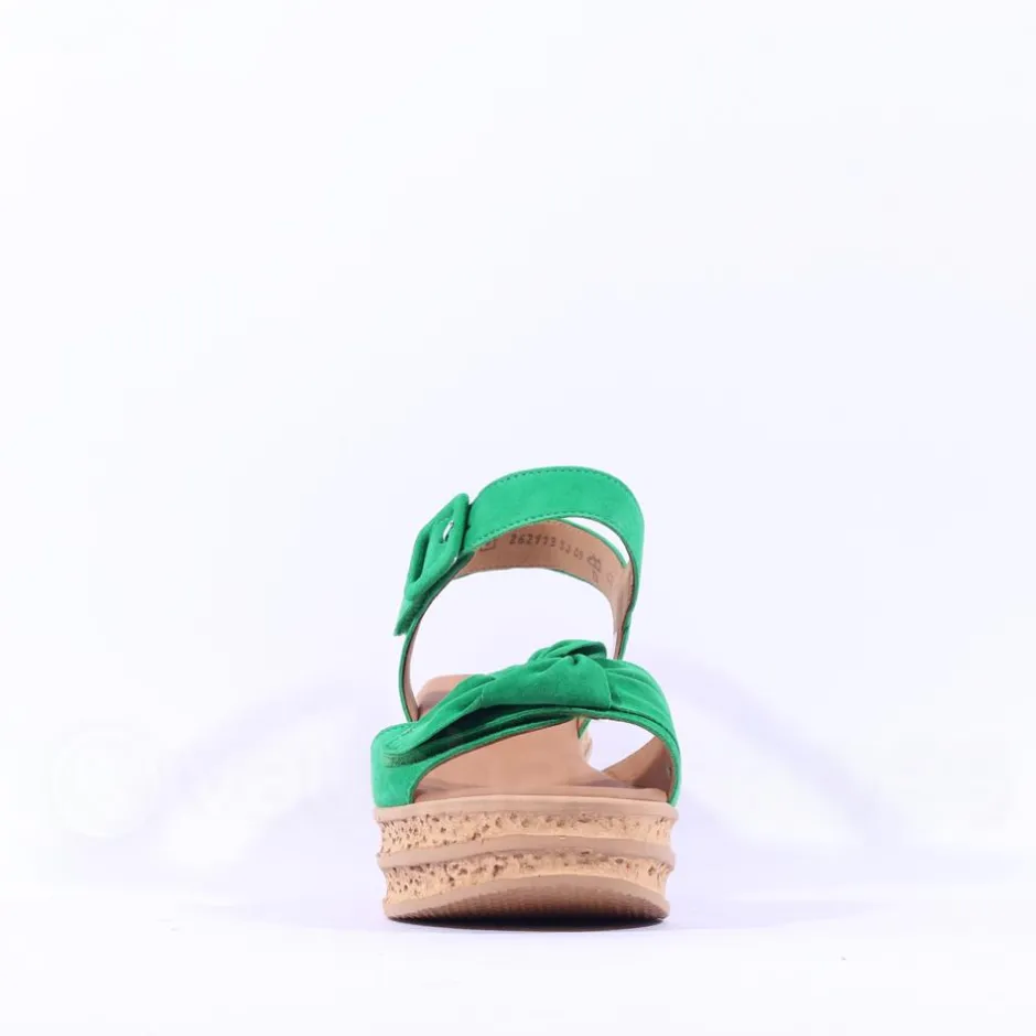 Women Gabor Teman Square Buckle Layered Sandal - Green Suede