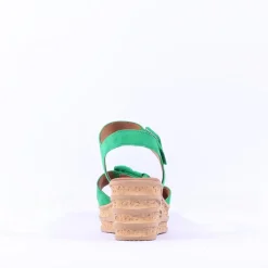Women Gabor Teman Square Buckle Layered Sandal - Green Suede