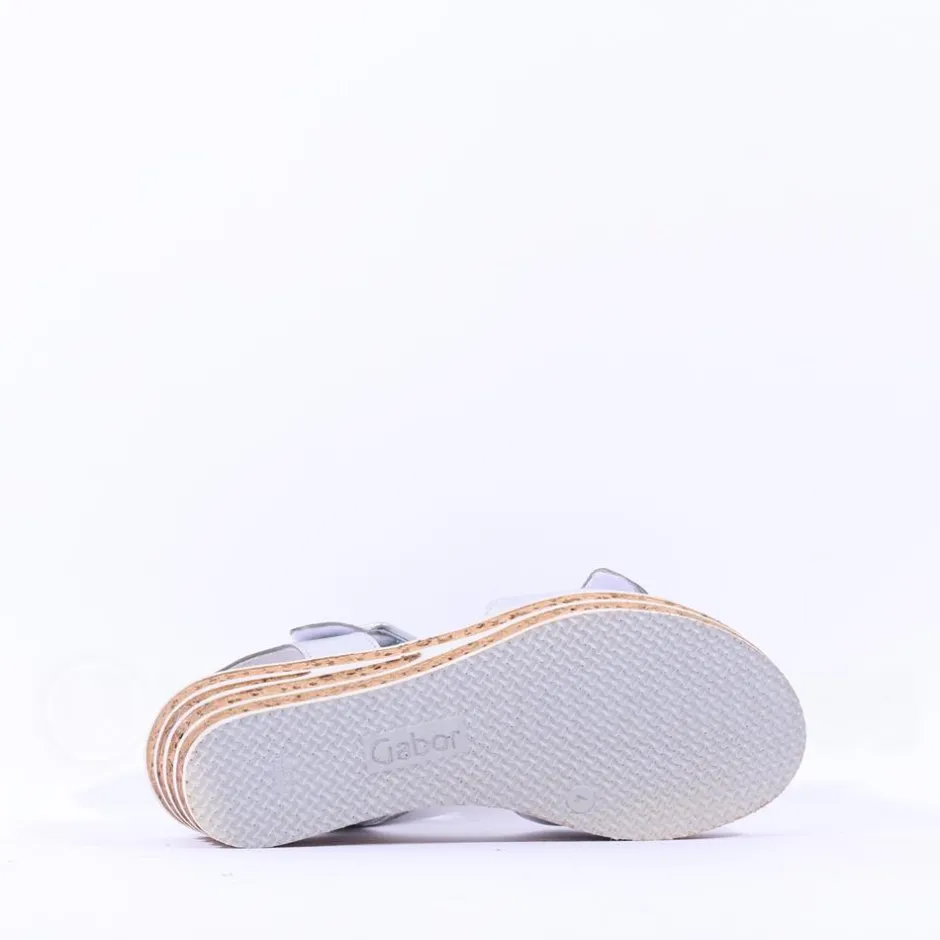Women Gabor Teman Square Buckle Layered Sandal - Silver Leather