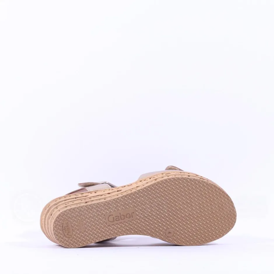 Women Gabor Teman Square Buckle Layered Sandal - Metallic Leather
