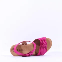 Women Gabor Teman Square Buckle Layered Sandal - Pink Suede