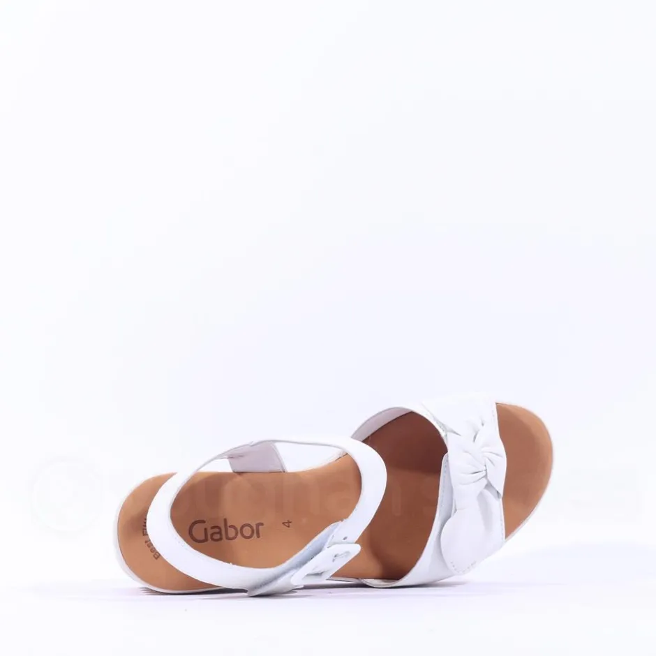 Women Gabor Teman Square Buckle Layered Sandal - White Leather