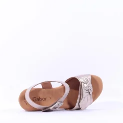Women Gabor Teman Square Buckle Layered Sandal - Metallic Leather