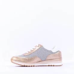Women Marco Tozzi Torsa Bungee Lace Trainer - White Gold