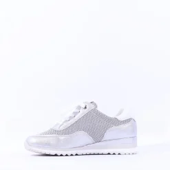 Women Marco Tozzi Torsa Bungee Lace Trainer - White Silver