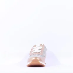 Women Marco Tozzi Torsa Bungee Lace Trainer - White Gold