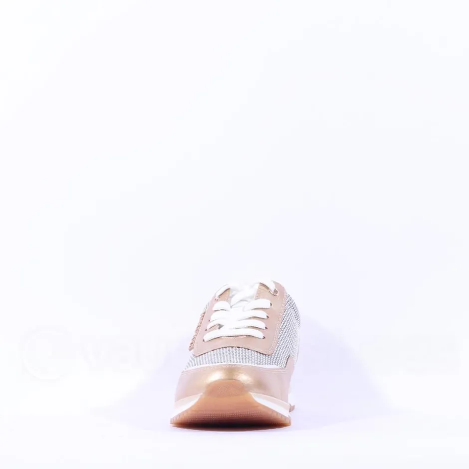 Women Marco Tozzi Torsa Bungee Lace Trainer - White Gold