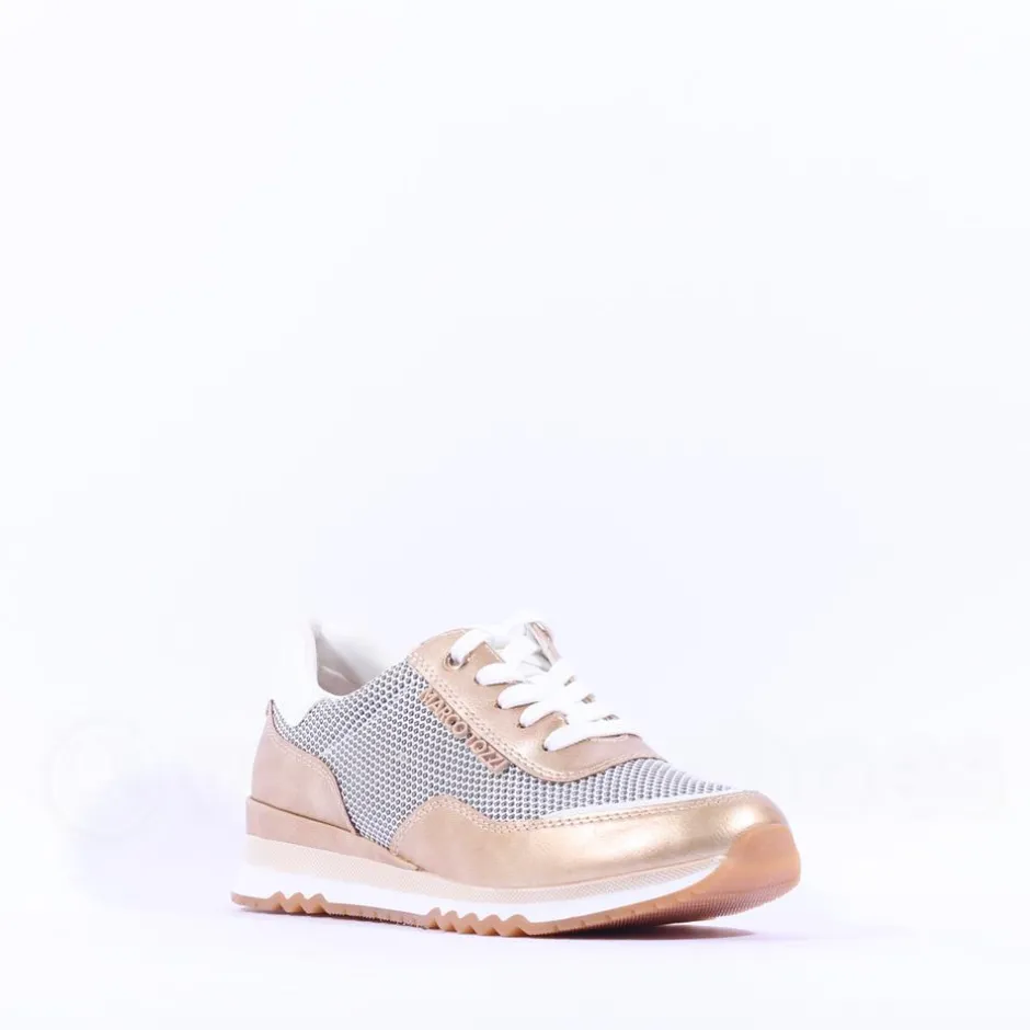 Women Marco Tozzi Torsa Bungee Lace Trainer - White Gold