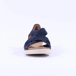 Women Gabor Truth Cross Low Wedge Sandal - Navy Suede