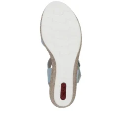 Women Rieker Twin Velcro Strap Wedge Sandal - Denim