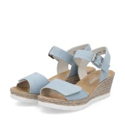 Women Rieker Twin Velcro Strap Wedge Sandal - Denim